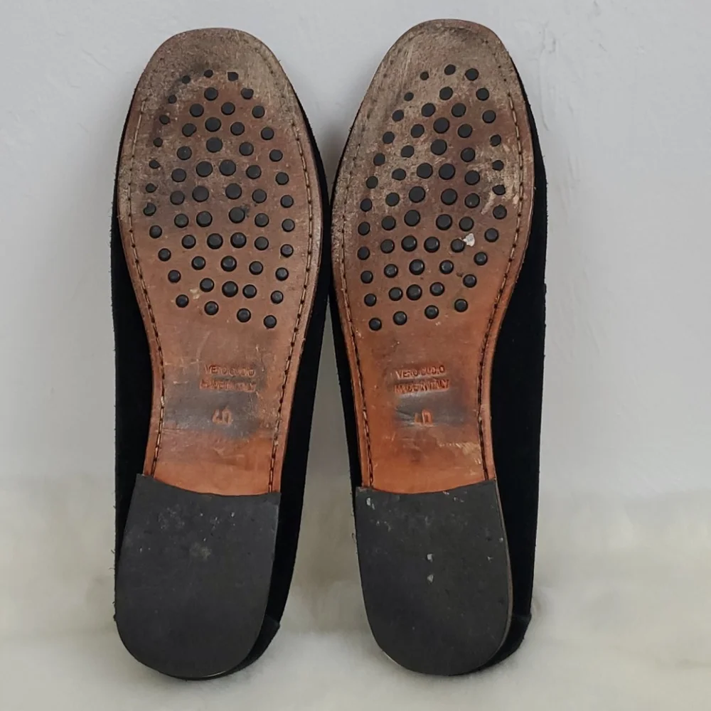 Positano suede shoes made in Italy loafers black slip on women size 40